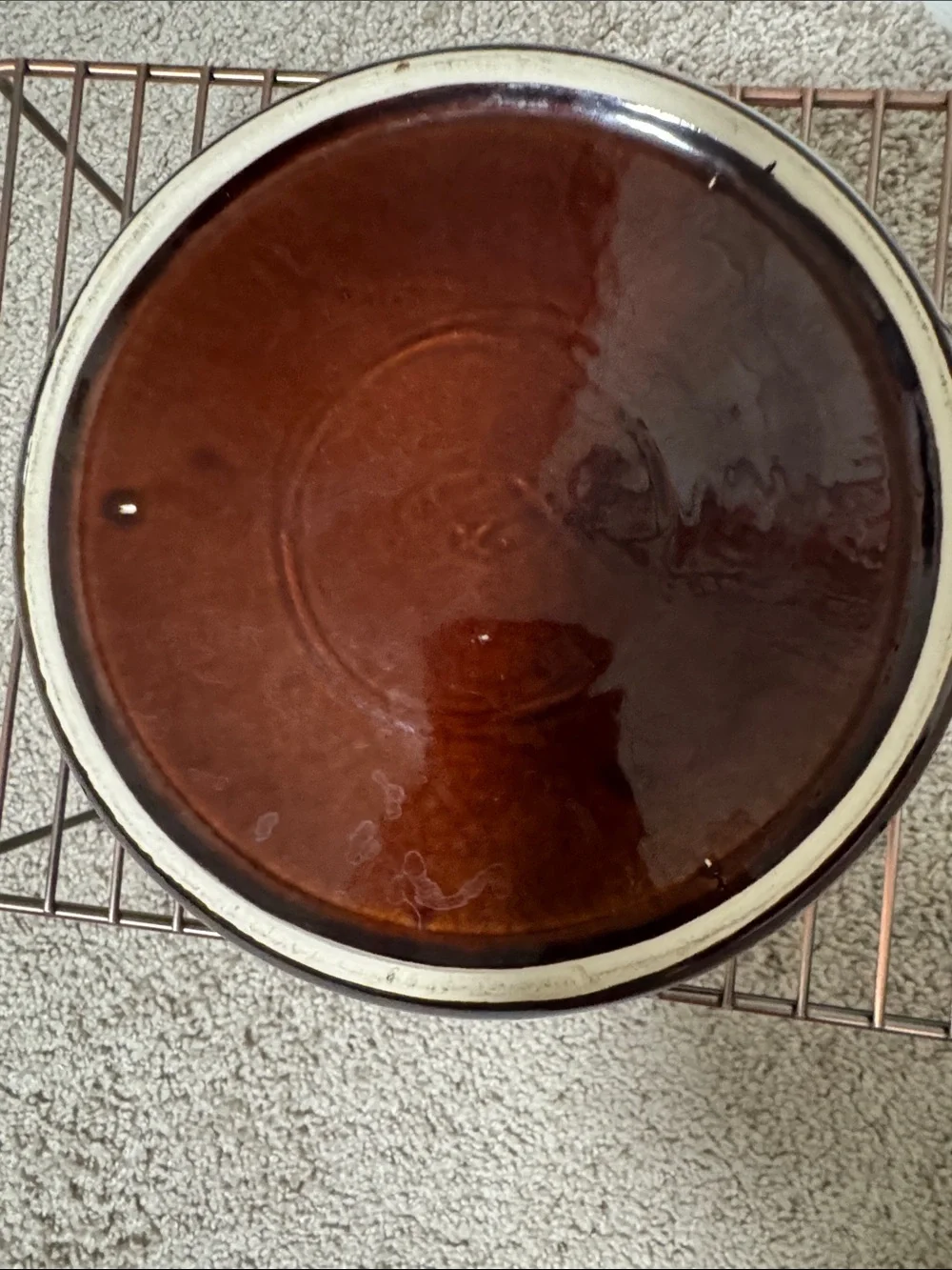 Vintage Brown Drip glaze Ceramic Casserole dish with Speckled Rim